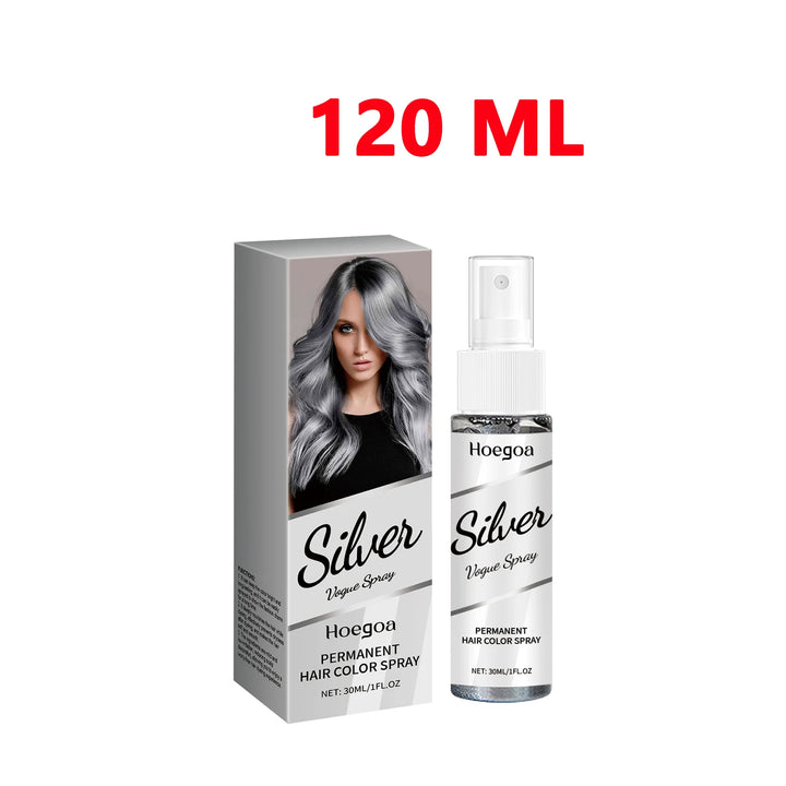Silver Grey Temporary Hair Color Spray for Covering Grey Hair Instantly Non-Damaging Nourishing Formula Fashion Look Men Women