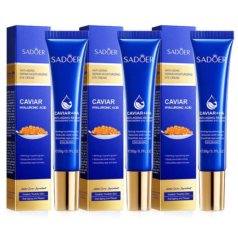 1/2/3pcs SADOER Caviar Hyaluronic Acid Eye Cream Anti Dark Circles Removal Eyes Bags anti-aging Moisturizing Eyes Skin Care