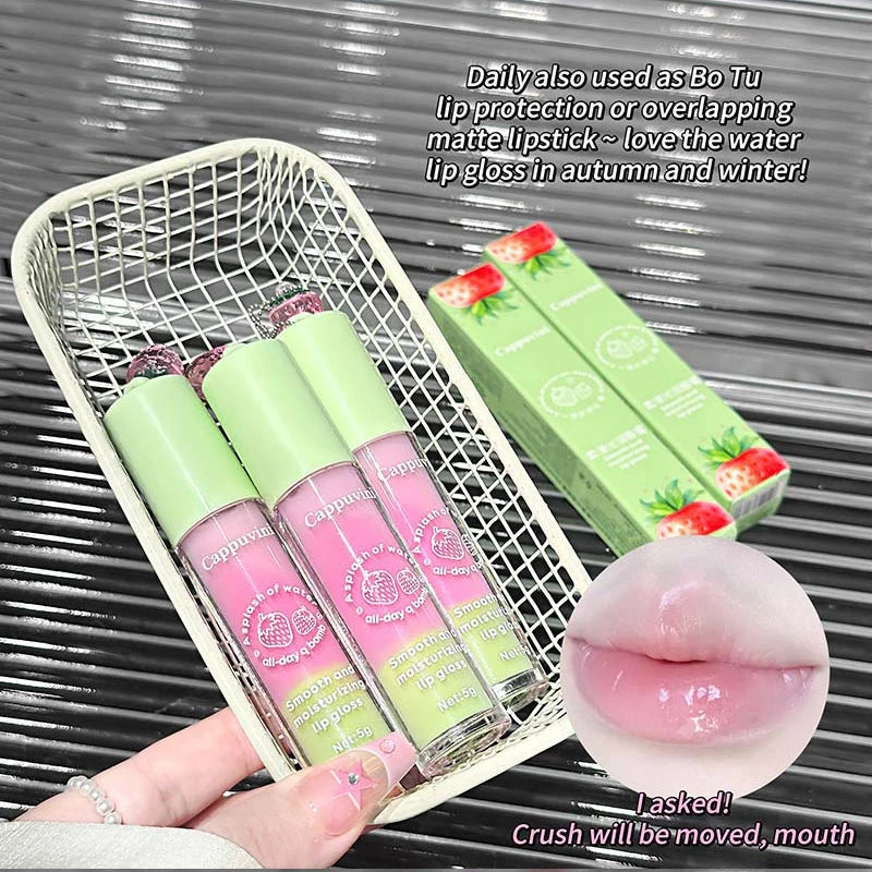 Cappuvini Lip Balm Water Light Moisturizing Hydrating Anti-Wrinkle Lip Care Korean Style Plump Lips Low Price Mirror Type Unisex Winter Essential