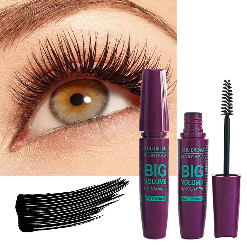 Black Mascara Thickening - Long-Lasting, Volumizing , Fiber Formula with 360° Spiral Brush Waterproof Liquid Fiber Mascara