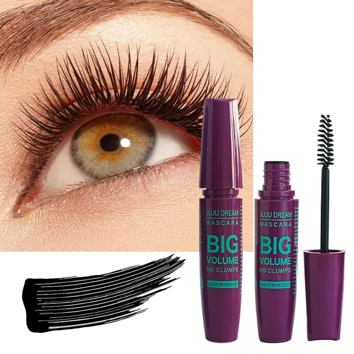 Black Mascara Thickening - Long-Lasting, Volumizing , Fiber Formula with 360° Spiral Brush Waterproof Liquid Fiber Mascara