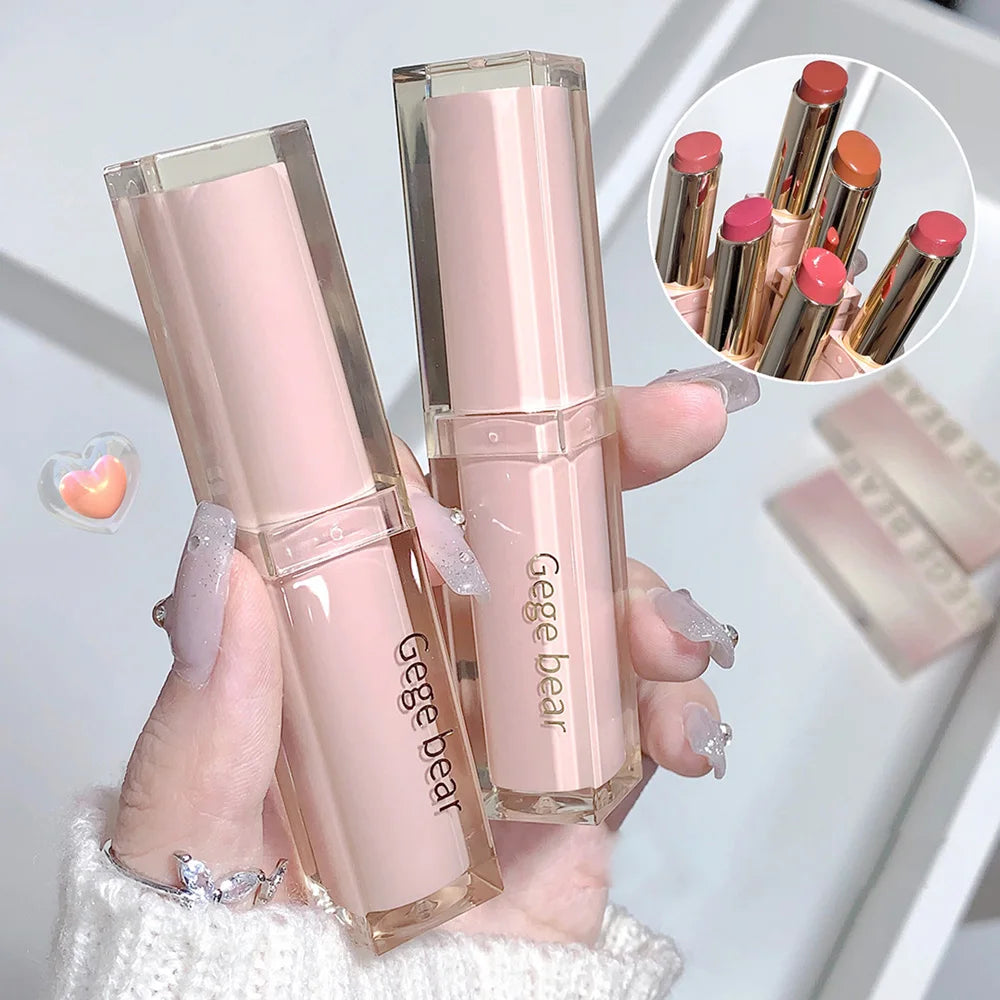 Silky Glossy Lipstick Gege Bear Pump Lips Moisture Water Bomb Comfortable Ultra Sheen Non-Stick Cup Lip Balm