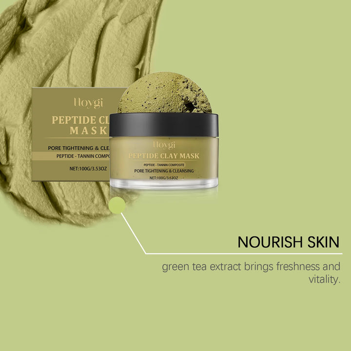 HOYGI 100g Pore Refining Clay Mask Kaolin Tea Extract Deep Cleansing Control Facial Treatment for Oily Skin Non Drying Formula