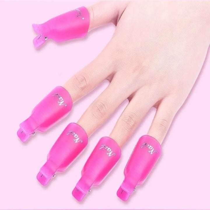 10pcs Nail Art Remover Clips Gel Polish Removal Caps Manicure Tool Set Replace Foil Wraps Professional Nail Removal Accessory