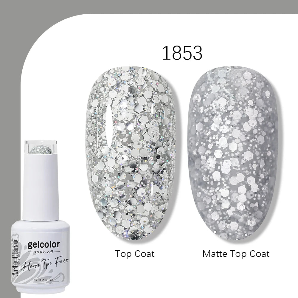 Arte Clavo Solid Color Gel Nail Polish 15ml Soak Off UV LED Gel Semi-Permanent Glitter Polish For Manicure Nail Art Salon Gel