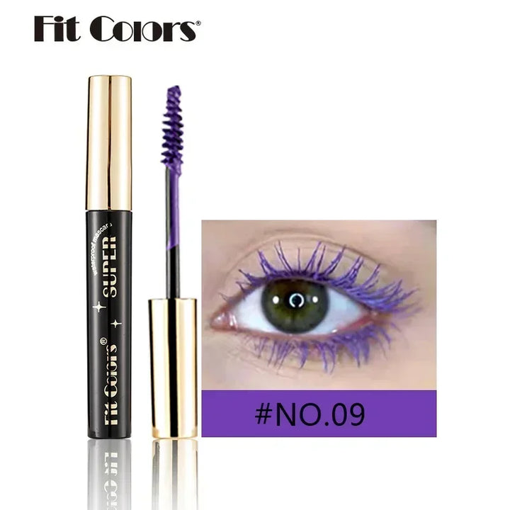 Color Mascara 14 Thick Curl Waterproof Non-smudding Natural Long Lasting Blue White Green Pink Black  Eye Makeup
