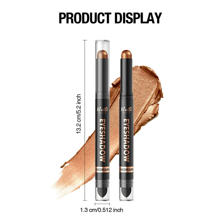 16 Colors Double Head Eyeshadow Stick Pearlescent Shimmer Brown High Waterproof Cream Eyes Shadow Pencil Long-Lasting Eye Makeup
