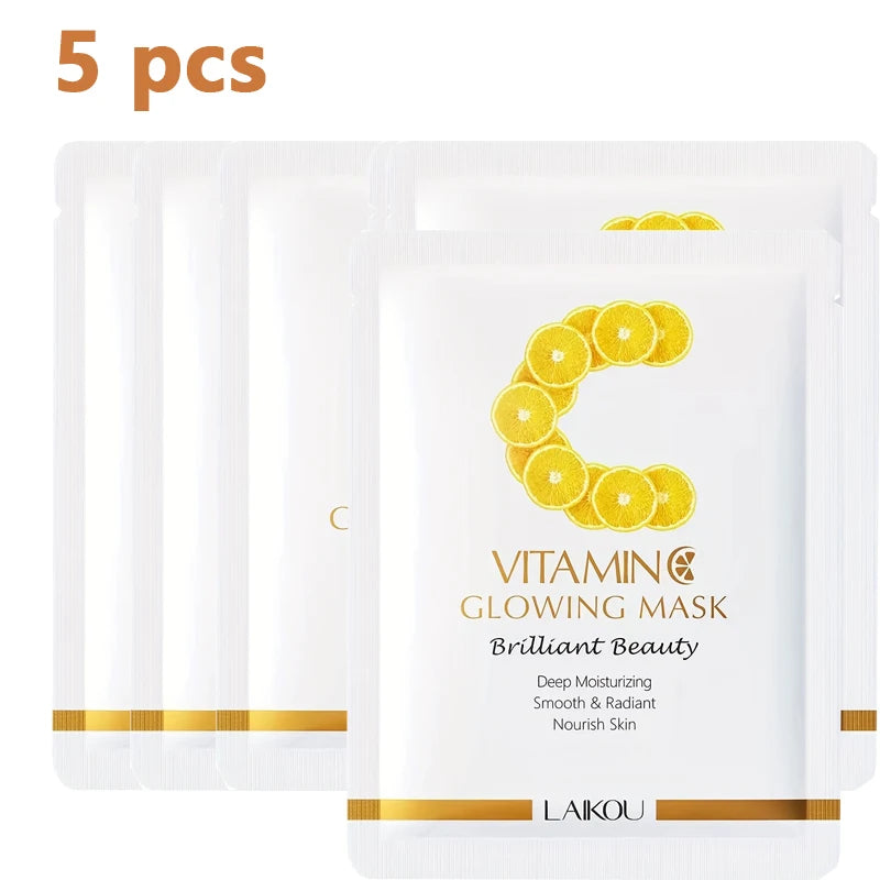 5/6/10 PCS LAlKOU Vitamin C Brightening Glowing Mask Set 6 Pack Skin Care Essentials for Radiant Complexion Beauty Treatments