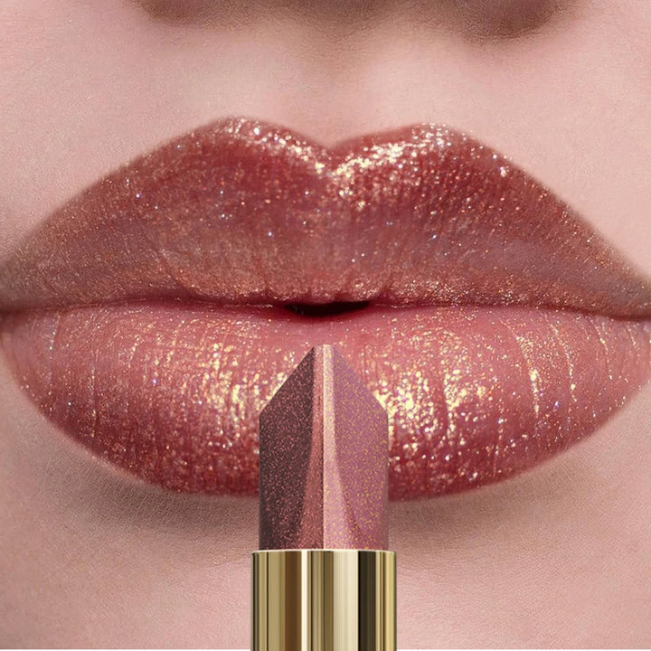 1PC Glitter Shiny Metallic Two Tone Lipstick Matte Pearlescent Lip Tint,Long Lasting Lip Senior Lip Makeup Gifts Lip Gloss Coste