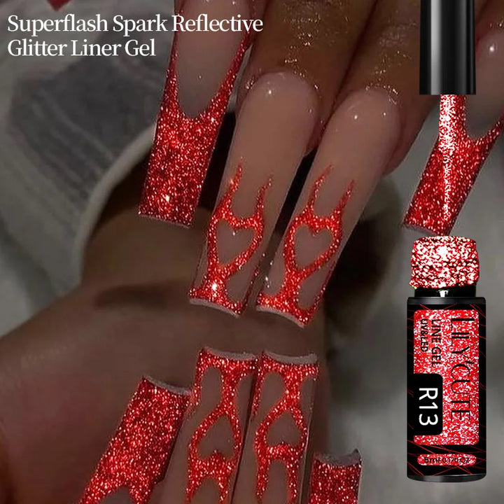 LILYCUTE 5ml Super Bright Silver Metallic Painting Liner Gel Nail Polish Drawing Stripe Graffiti Mirror Pull Line UV Gel Varnish