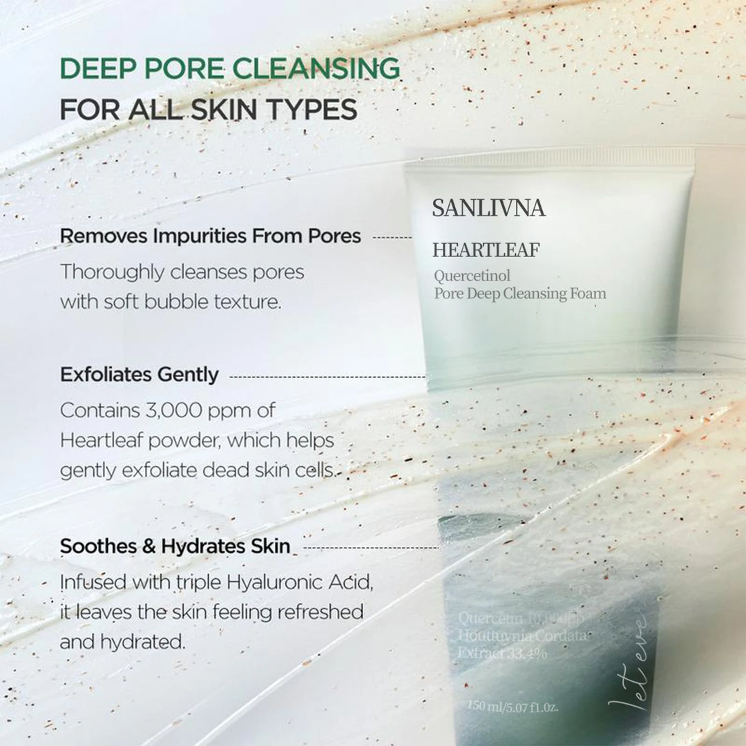 Heartleaf Quercetin Pore Deep Cleansing Foam, Cleanser, Double Cleansing, BHA, Hyaluronic Acid Skincare