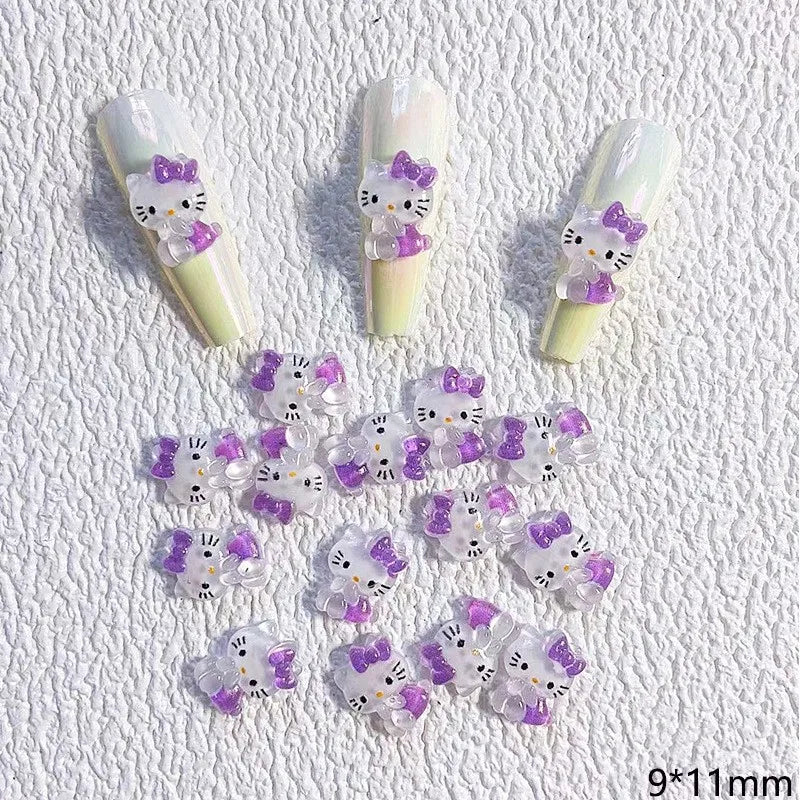 3D Cute Sanrio Family Series Nail Art Jewelry Decor Cartoon Hello Kitty Kuromi Nail Charms Rhinestone Gems Ornament Accessories