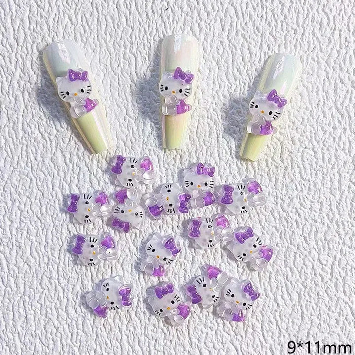 3D Cute Sanrio Family Series Nail Art Jewelry Decor Cartoon Hello Kitty Kuromi Nail Charms Rhinestone Gems Ornament Accessories