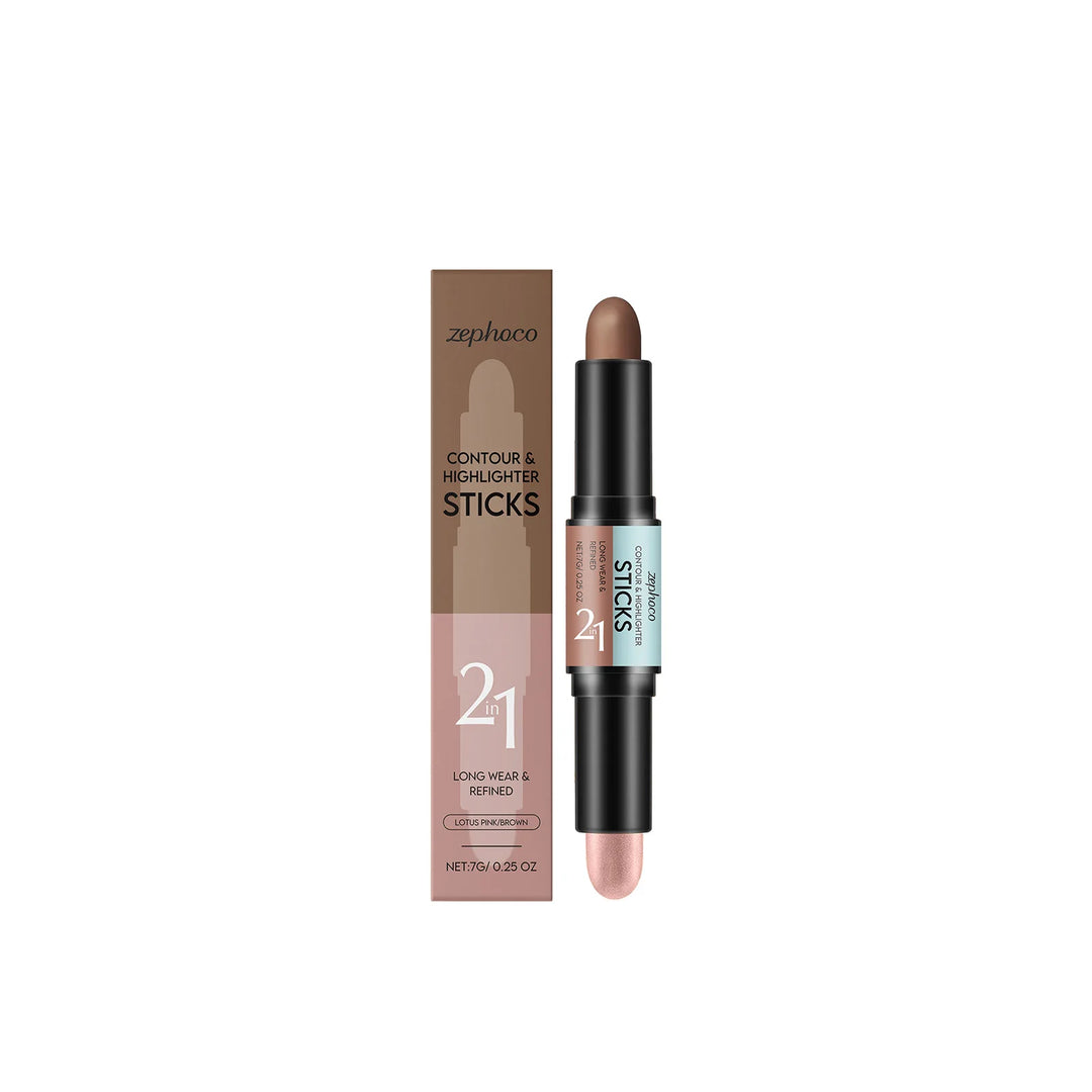Contour Stick Dual Ended Stick Highlighter Easy Blend Travel Friendly Long Lasting Natural Finish Oil Lightweight Coverage