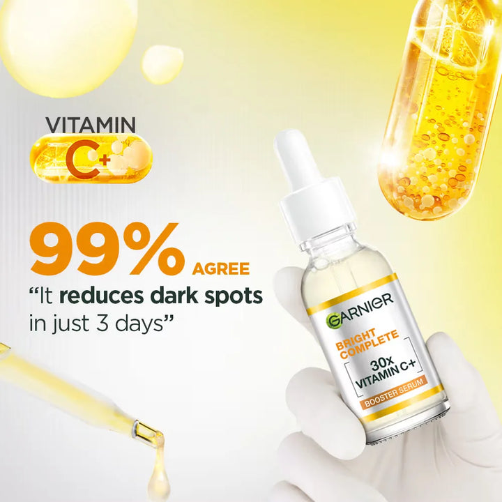 Garnier Bright Complete Vitamin C Booster Face Serum 30ml Facial Essence With 377 For Skin Radiance Even Texture Daily Care