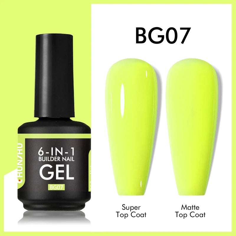 CHUNSHU 6 IN 1 Extension UV Gel Polish In A bottle Builder Nail Gel Rubber Base Coat Semi Permanent Nails Art Self-leveling 15ML