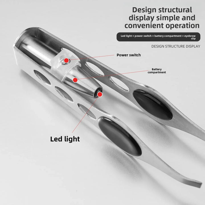 1pc Hot Sales Portable Stainless Steel Button Cell Smart Design Eyebrow Hair Remove Tweezer with LED Light Makeup Tool for women