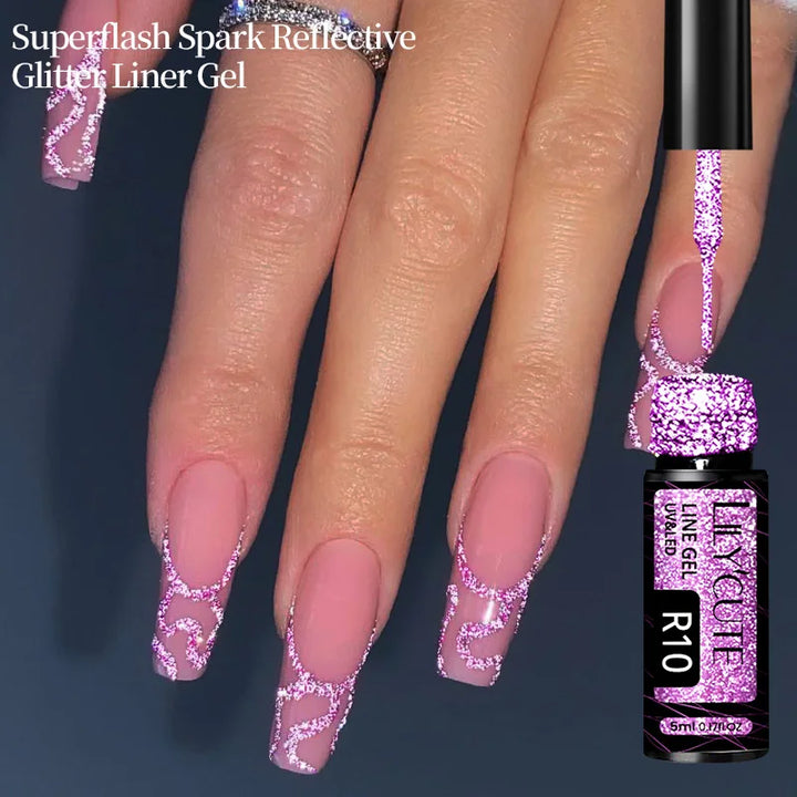 LILYCUTE 5ml Super Bright Silver Metallic Painting Liner Gel Nail Polish Drawing Stripe Graffiti Mirror Pull Line UV Gel Varnish