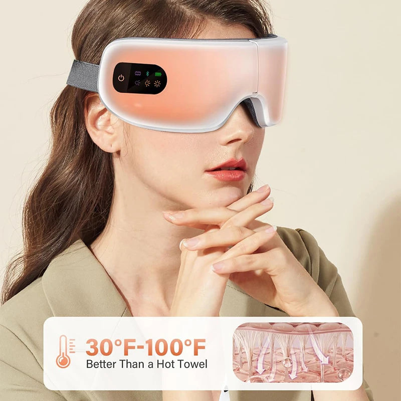 Electric Eye Massager Smart Bluetooth Air Pressure Hot Compress Vibration Massage Glasses Foldable Bluetooth Music Eyes Massage