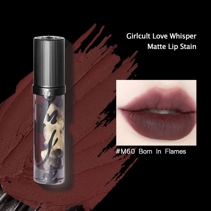 Girlcult Love Whisper Matte Lip Stain,Velvet Matte Texture,Lightweight Non-Drying,Soft-Focus Matte Finish,Edgy Makeup Looks,Gift