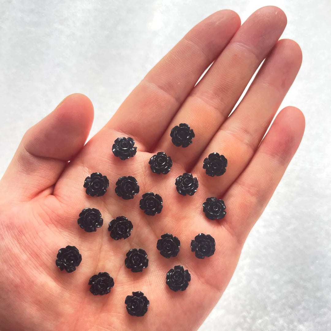 50pcs Cute New Resin Mini 3D White Plated Rose Nail Rhinestones Gems Glitter Nail Art Jewelry Manicure Nail Art Decorations