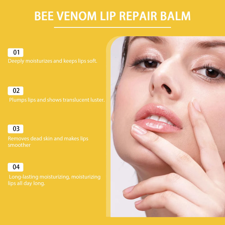 HOYGI Lip Balm Bee Venom Lipstick Soothing Repair Anti Dry Cracked Hyaluronic Acid Hydrating Nourishing Moisturizing Lip Care