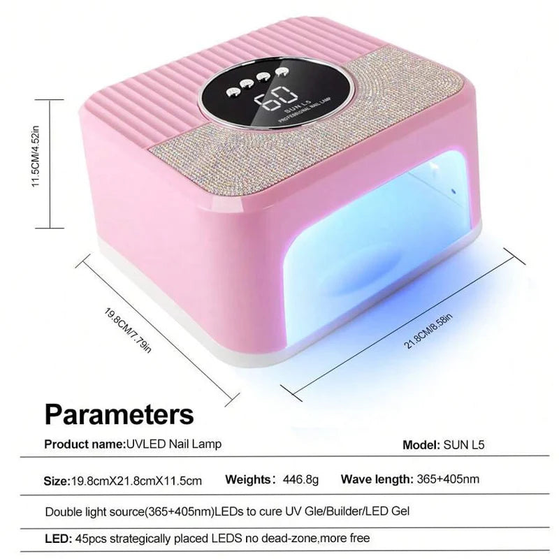 LED Nail Lamp Diamond UV Lights With LCD Display & 4 Timers Setting  Automatic Sensor LCD Display for Gel Nails