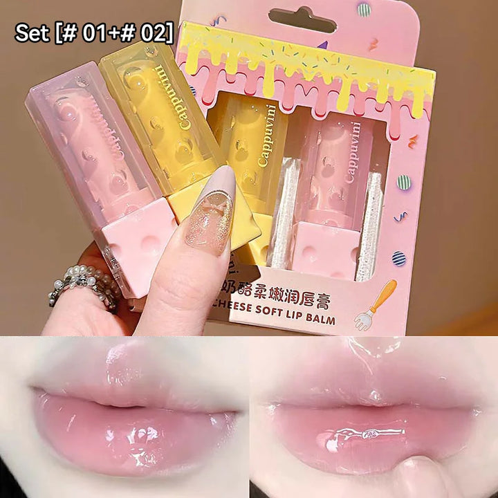Cappuvini Cheese Lip Balm Long-Lasting Moisturizing Deep Moisturizing Non-Stick Repairing Anti-Wrinkle Anti-Cracking Lip Mask Lipstick Base