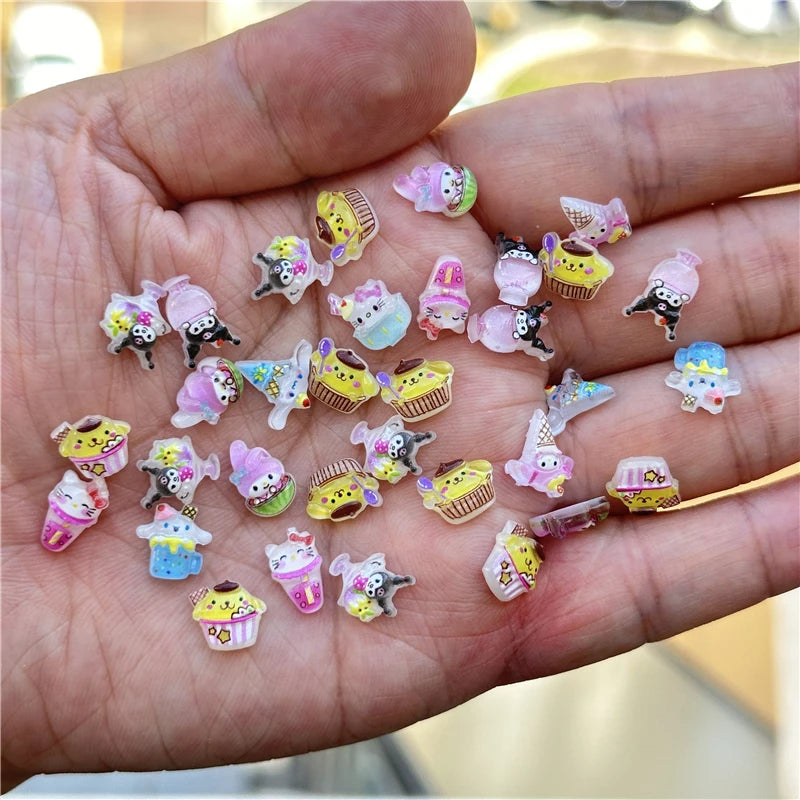 3D Cute Sanrio Family Series Nail Art Jewelry Decor Cartoon Hello Kitty Kuromi Nail Charms Rhinestone Gems Ornament Accessories