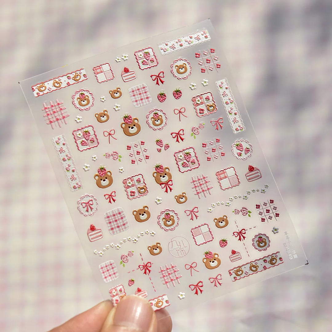1PCS Crystal Diamond Nail Sticker Mix Pink Swan Flower Frame Butterfly Self Adhesive Nail Art Stickers DIY Cute Decoration Parts