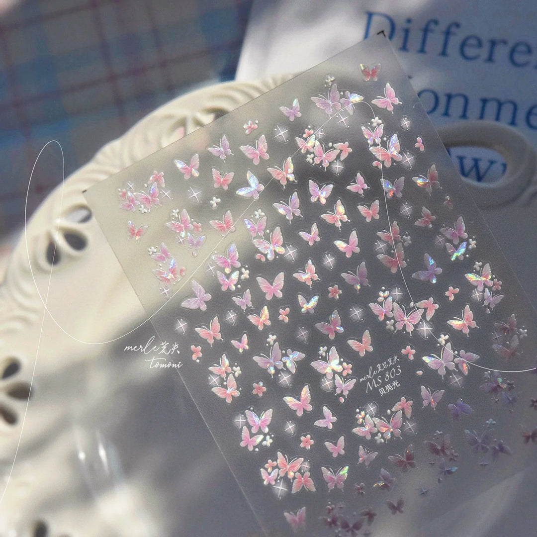 5D Butterfly Nail Stickers Sparkling Jelly Butterfly Nail Art Sticker Decorations Decals DIY Self Adhesive Slider Manicure Parts