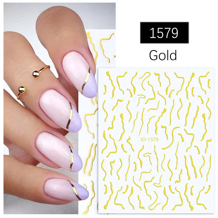 Nail Art Stickers Water Decals Eyes Stripe Nail Art Decorations for Manicure Accessories Press on Nails Foil Stickers and Decals
