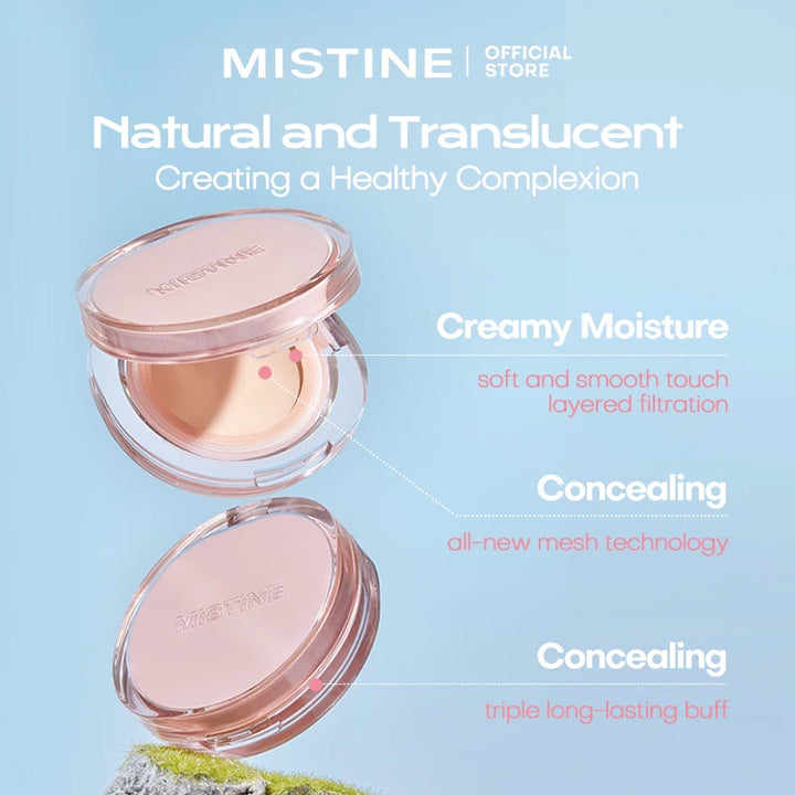 Mistine Foundtion Air Cushion with Natural Dewy Finish Makeup Moisturize Nourish Powdered Cream for Combination Skin 13g 1pc