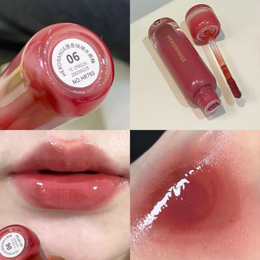 Smoked Grape Purple Red Lip Glaze Mirror Water Lip Gloss Moisturizing Liquid Lipstick Clear Tint Women Korean Makeup Cosmetics