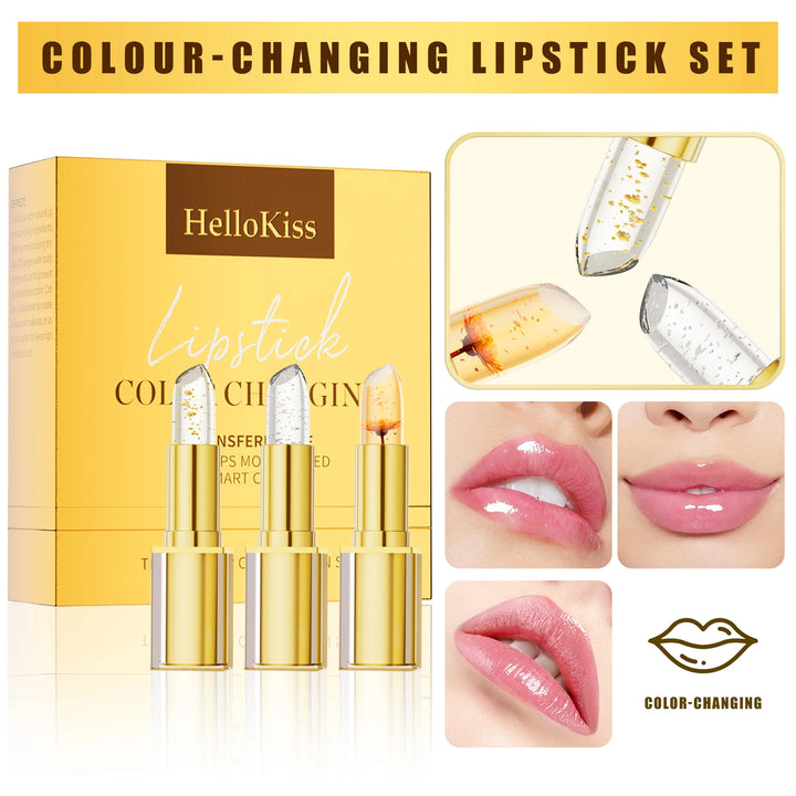 Temperature Color Changing Flower Lipstick Transparent Waterproof Moisturizing Crystal Jelly Pearlescent Lip Balm Cosmetic