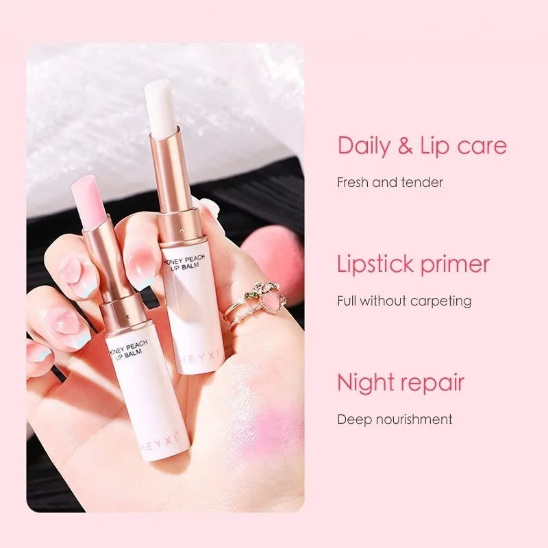 Honey Peach Lip Balm Color Change Lipstick Lips Plumper Moisturizing Hydrating Nourishing Lips Skin Care
