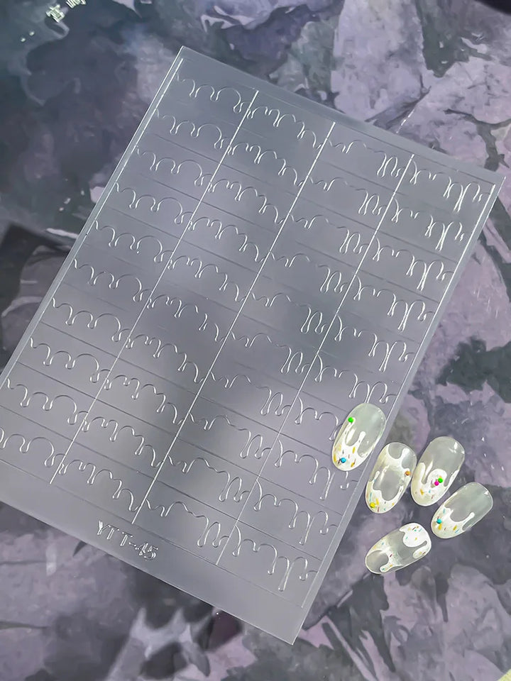 3D Checkered Transparent Spray-painted Nail Art Accessories Sticker French Line Heart-shaped Butterfly Nail Decorations Stickers