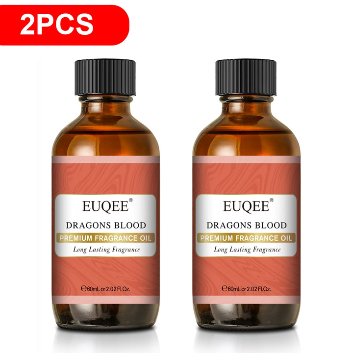 EUQEE 60ml Men's Fragrance Oils with Glass Dropper Leather Dragons Blood Forest Pine Chocolate Aroma Oils For Car Diffusion