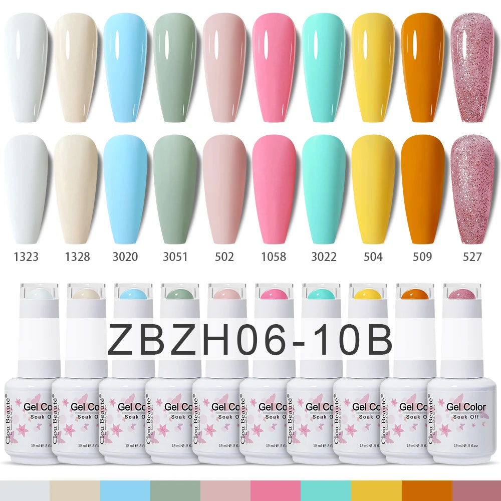 Clou Beaute 10/12/20/24pcs Gel Nail Polish Set Color 15ml White Glass Bottle Nail Art Kit Semi Permanent Gellack Nail Varnish