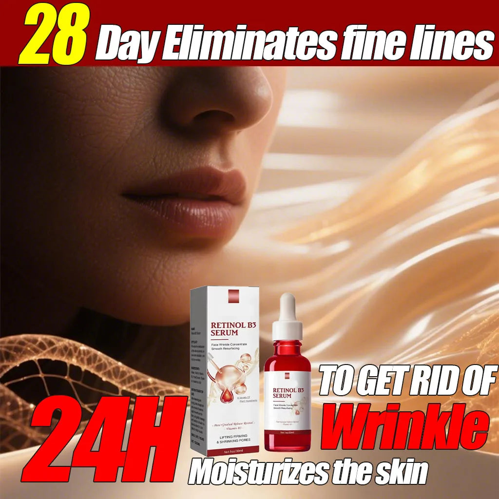 Jaysuing Anti-Aging Retinol B3 Facial Serum Reduce Wrinkle Remove Wrinkle Fine Lines Around Eyes Neck Wrinkle Skin Care Produce