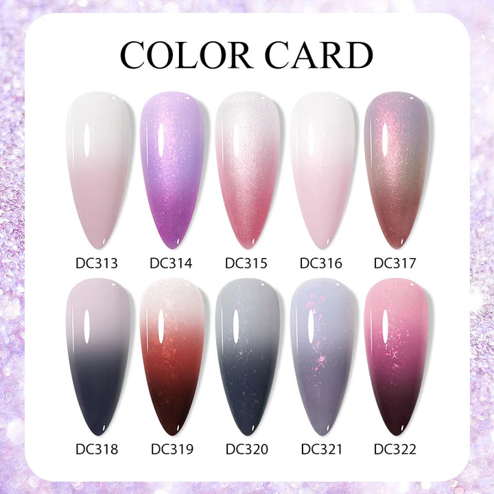 Mtssii 7ml Changing AurorasThermal Rubber Base Gel Nail Polish Nude Purple Glitter Sparking Long Lasting Manicure Art Varnish