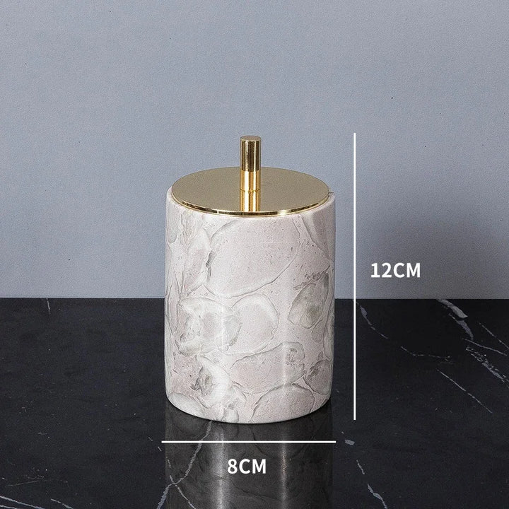 Bathroom Accessories Sets Elegant Natural Marble Liquid Soap Dispenser Toothbrush Holder Cup Soap Dish Cotton Swab Can