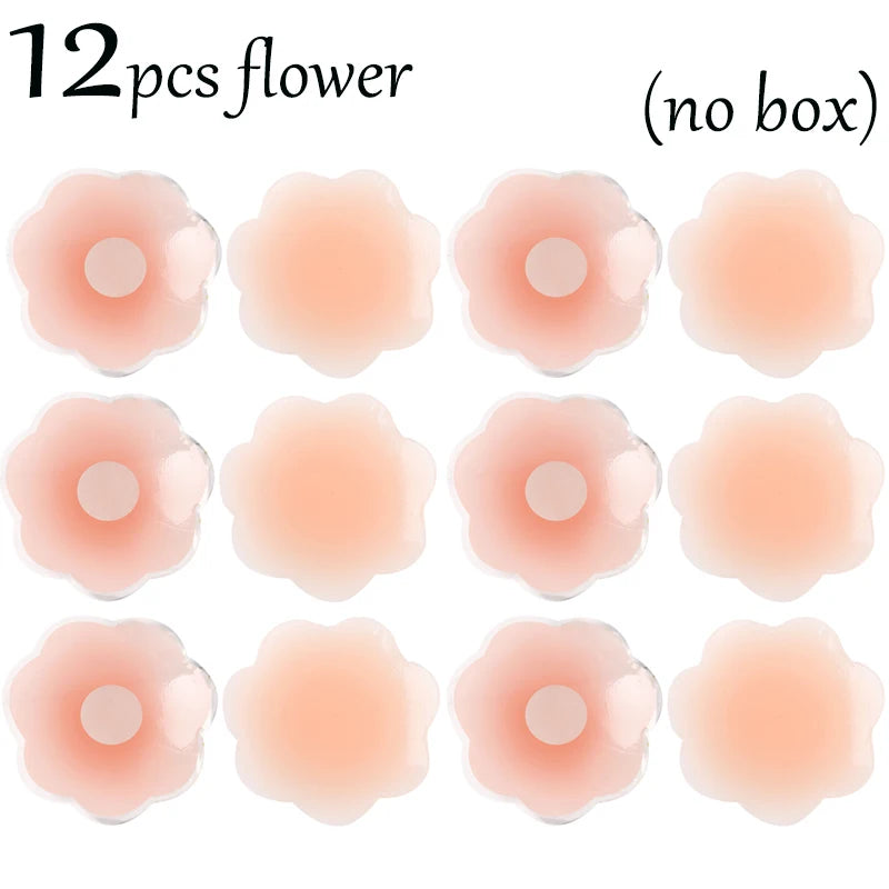 With Box Silicone Nipple Cover Reusable for Women Breast Petals Lift Invisible Bra Pasties Adhesive Bra Pads Sticker Patch