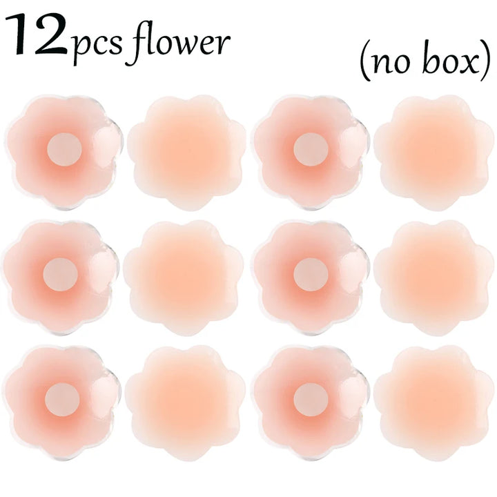 With Box Silicone Nipple Cover Reusable for Women Breast Petals Lift Invisible Bra Pasties Adhesive Bra Pads Sticker Patch