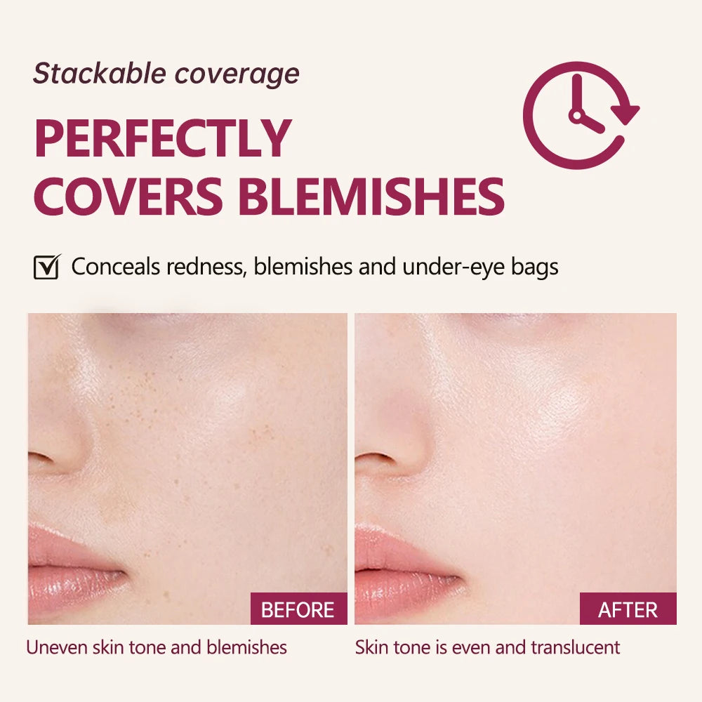 Semi-matte CC Cream Cushion Natural Concealer Whitening Long-lasting Creamy Texture Foundation Face Base Makeup Cosmetics