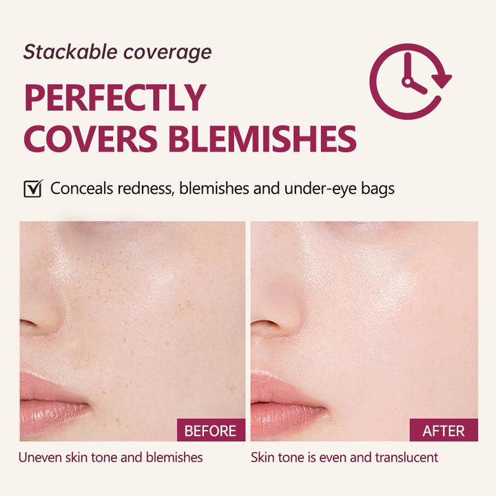 Semi-matte CC Cream Cushion Natural Concealer Whitening Long-lasting Creamy Texture Foundation Face Base Makeup Cosmetics