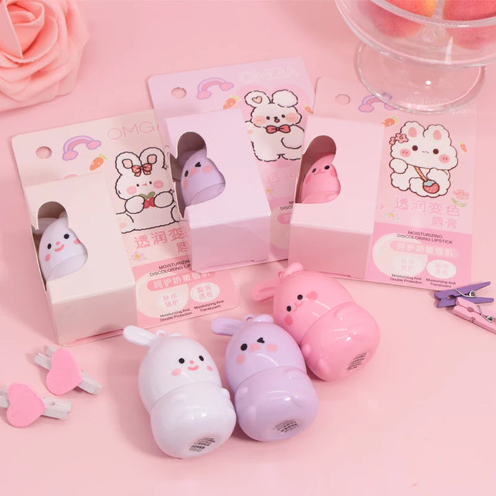 Goody Bunny Lip Balm Color Changing Moisturizing Repairing Lipstick Waterproof Anti-Dry Cracked Warm Change Lipstick