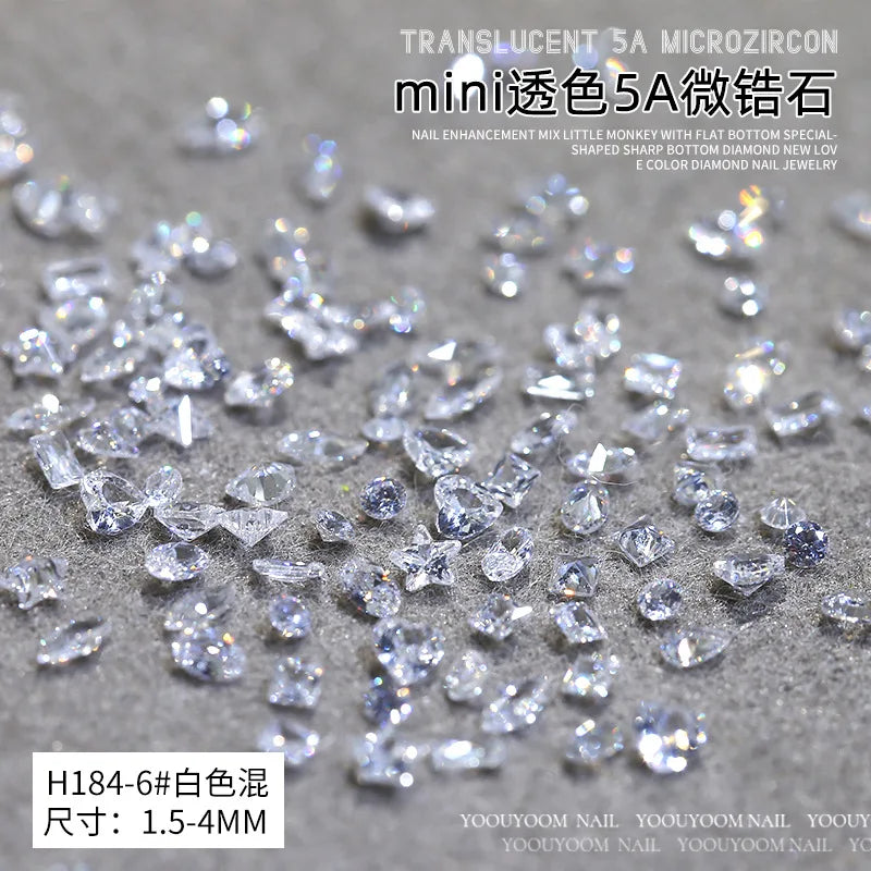 50PCS Sparkle Mini 5A Zircon Translucent Glitter Sharp Diamonds Crystal Nail Art Rhinestones Jewel Decorations Manicure Charms