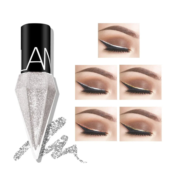 Shiny Eye Liners Pigment Silver Rose Gold Color Liquid Glitter eyeshadow Professional Eyeliner Beauty Cosmetics Makeup for Women