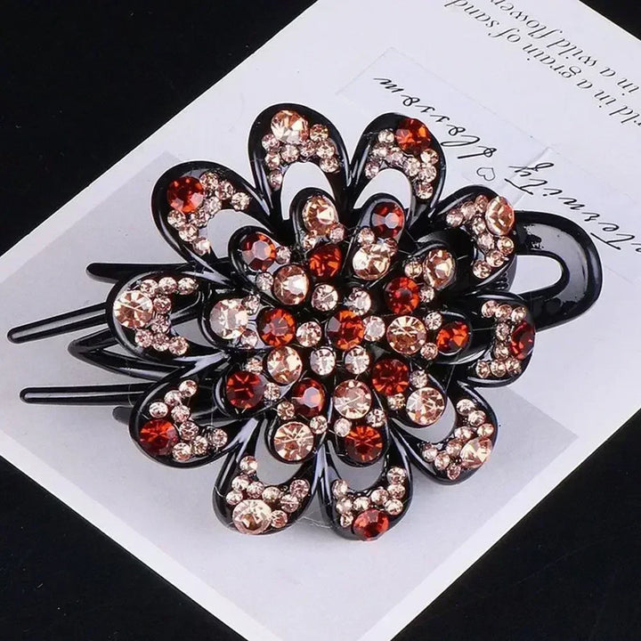 Shiny Rhinestone Hairpin Flower Leaf Duckbill Hair Claws Retro Hair Clips Accessories For Women Shinning Ponytail Headwear